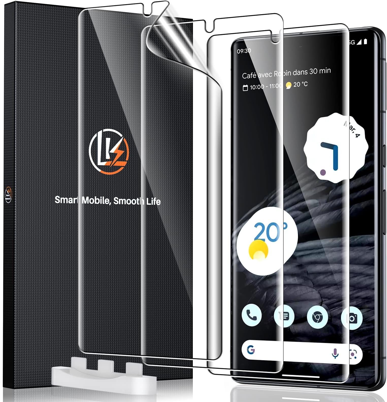 LK 3 Pack for Google Pixel 7 Pro TPU Screen Protector [Not Glass] [Support Fingerprint Unlock] Bubble Free, Flexible Soft TPU Brushed Protective Cover Compatible for Pixel 7 Pro