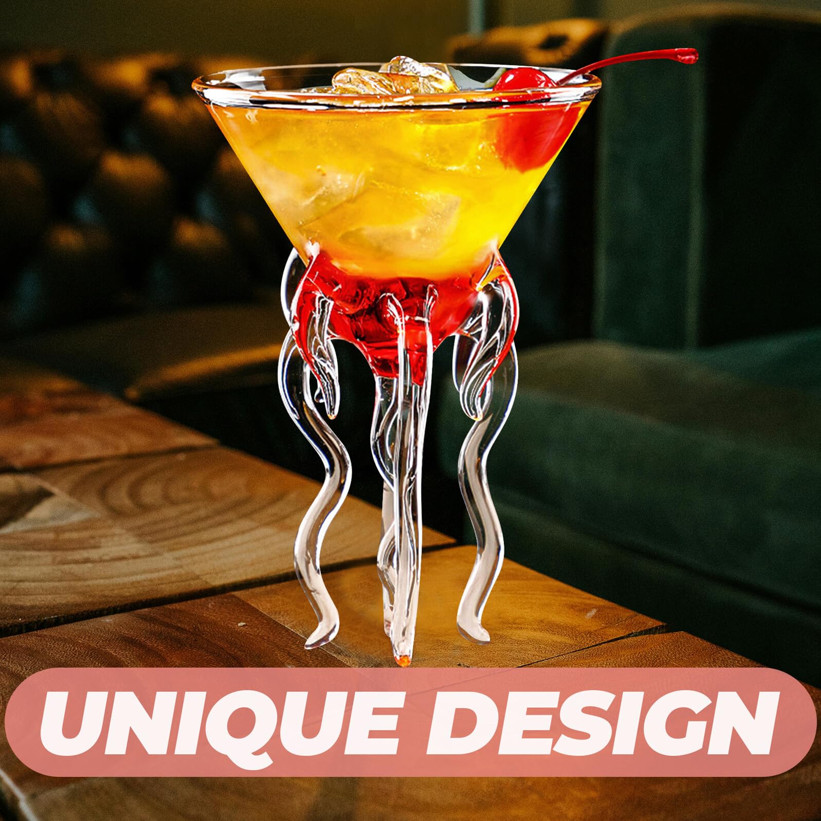 Homoyoyo Set 2pezzi Bicchieri da Cocktail Particolari in Vetro a Forma di Polpo Bicchiere da Cocktail la Casa Design Originale e Funzionale per Party Margarita