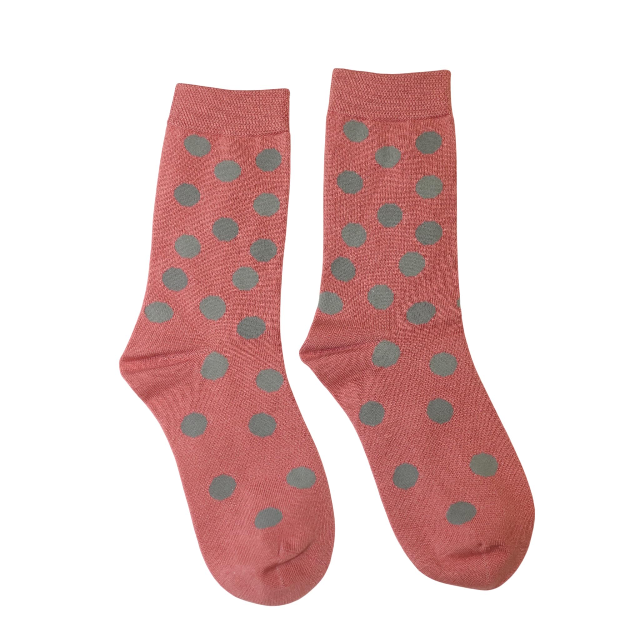 Jess & Lou Breathable & Confortable Bamboo Ladies socks UK4-7 (Pink & Grey Spot)