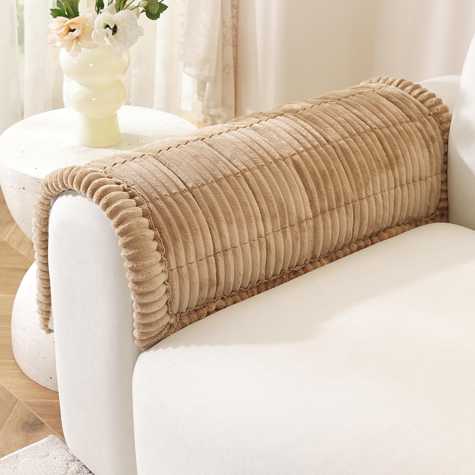 Photo 1 of OstepDecor Couch Cover for Dogs, Washable Non Slip Sofa Cover for Pets, Soft Couch Covers for Sofa, Loveseat and Sectional, Furniture Protector Against Pet Hair & Scratches (20" x 24", Khaki)