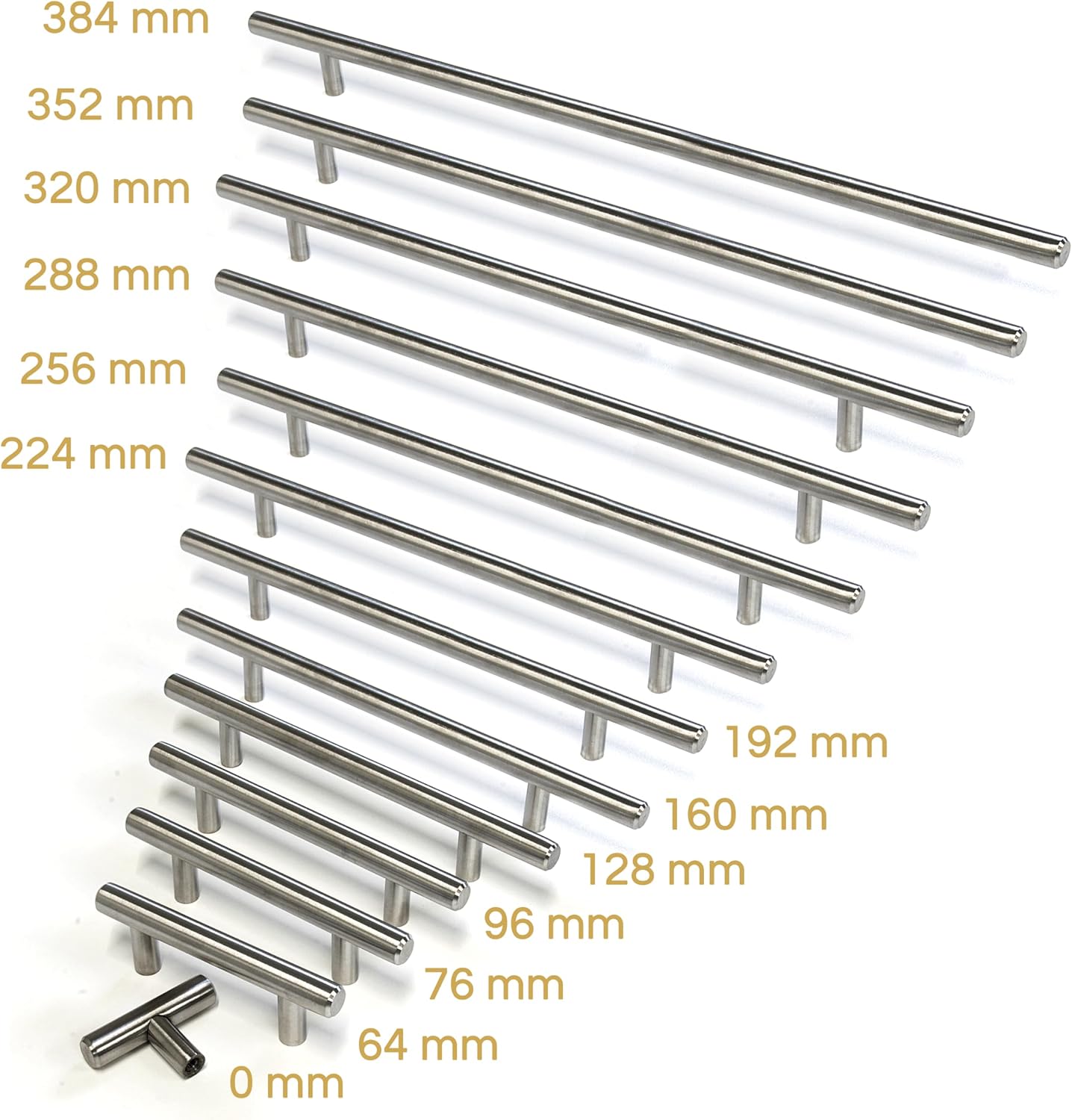 RCH Hardware Stainless Steel Modern Cabinet Drawer Handle Pull, 13 7/8" Center to Center, 22 1/16" Length, Brushed Stainless Steel