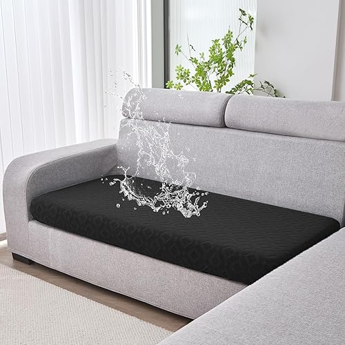Miniatura 25 de Genina Fundas de cojín para sofá impermeables, fundas elásticas para sofá modular, funda de cojín lavable, antideslizante, con parte inferior Gris