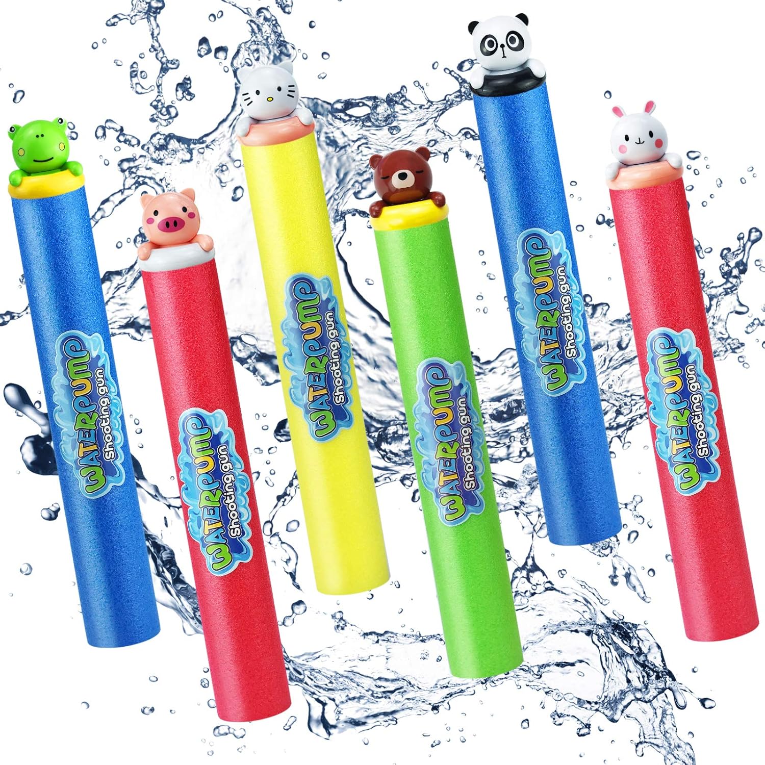Water Guns for Kids with 6 Animals Figures 6 Pack Foam Water Blaster Squirt Guns Set Super Soaker Water Guns for Kids Great Gifts for Children & Adult Summer Swimming Pool Beach Water Fighting Party: Toys & Games