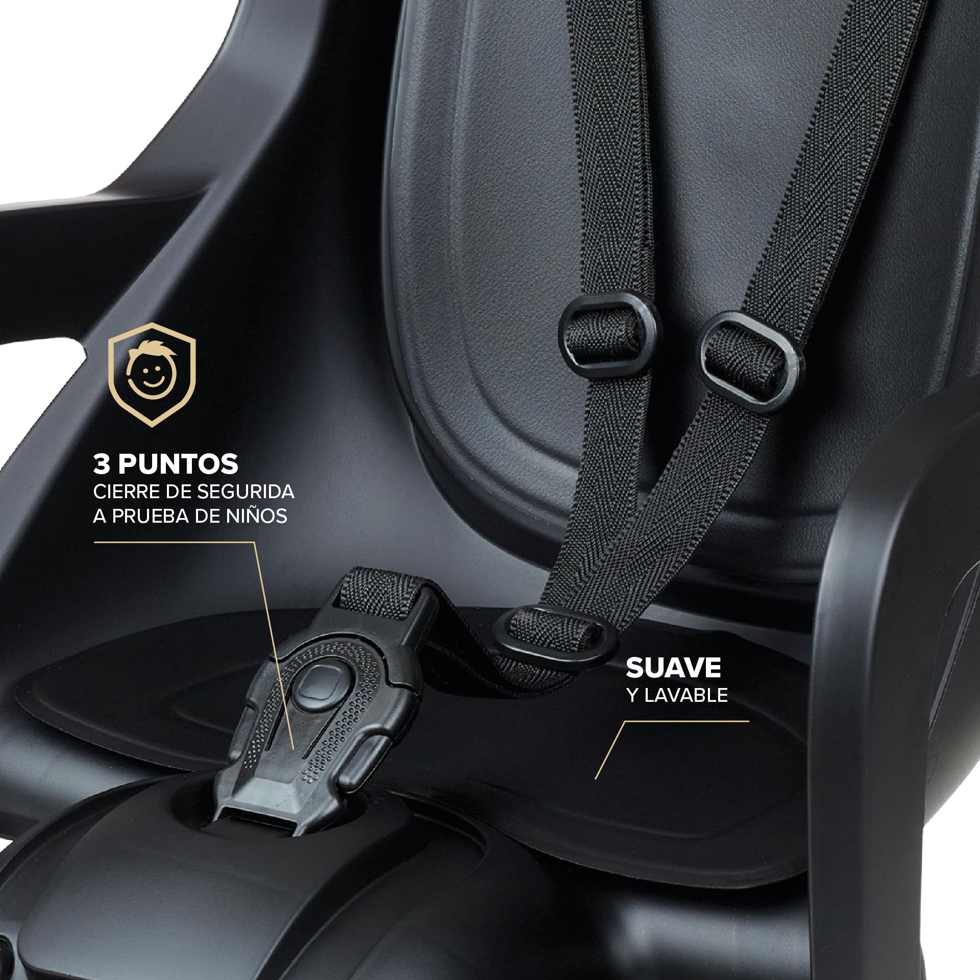 Polisport Groovy Maxi CFS Asiento Trasero para Niños – Asiento Bicicleta Bebés 9 Meses–6 años/hasta 22 kg, Reposapiés Ajustables, Montaje en Portabicicletas