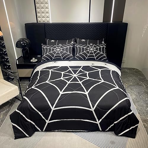 FAIRY KAARI Juego de edredón con estampado de telaraña para niños, tamaño individual, 7 piezas, diseño de araña roja, para adolescentes y niños (1