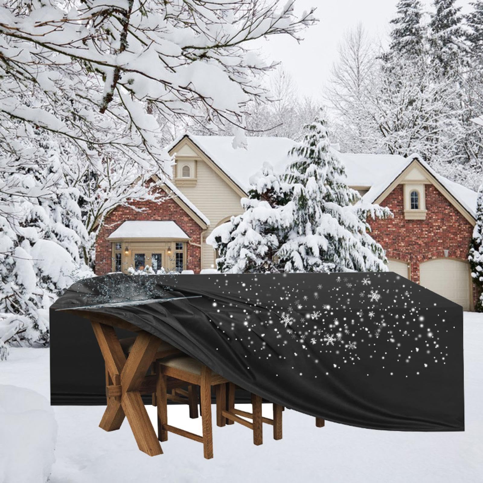 Holeiluck Black Outdoor Furniture Cover 200X200x100cm/Lxwxh Patio Furniture Covers,Rattan Garden Furniture Cover,Large Cube Table Cover Windproof Anti-Uv, 420D Oxford Patio Rattan Set Cover For Chair And Table