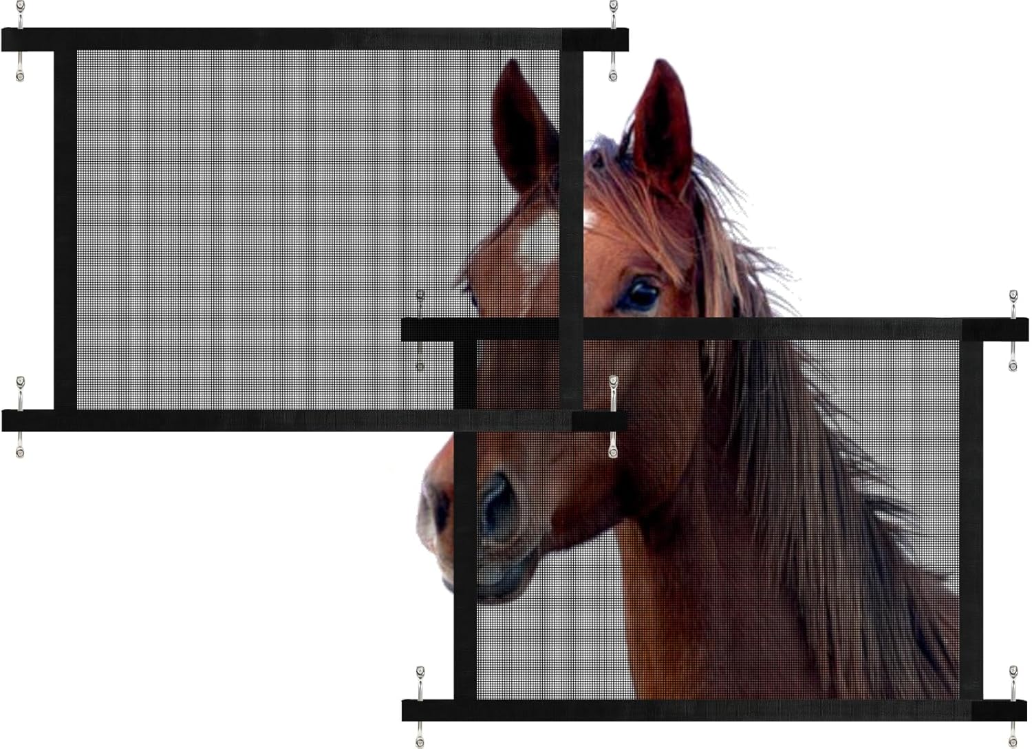 Horse Trailer Window Screen with Hook and Loop, 2 Pack Horse Trailer Accessories to Protect the Horse's Eyes and Ears from Bugs and Debris and Enhances Air Circulation (1) (2 Packs)