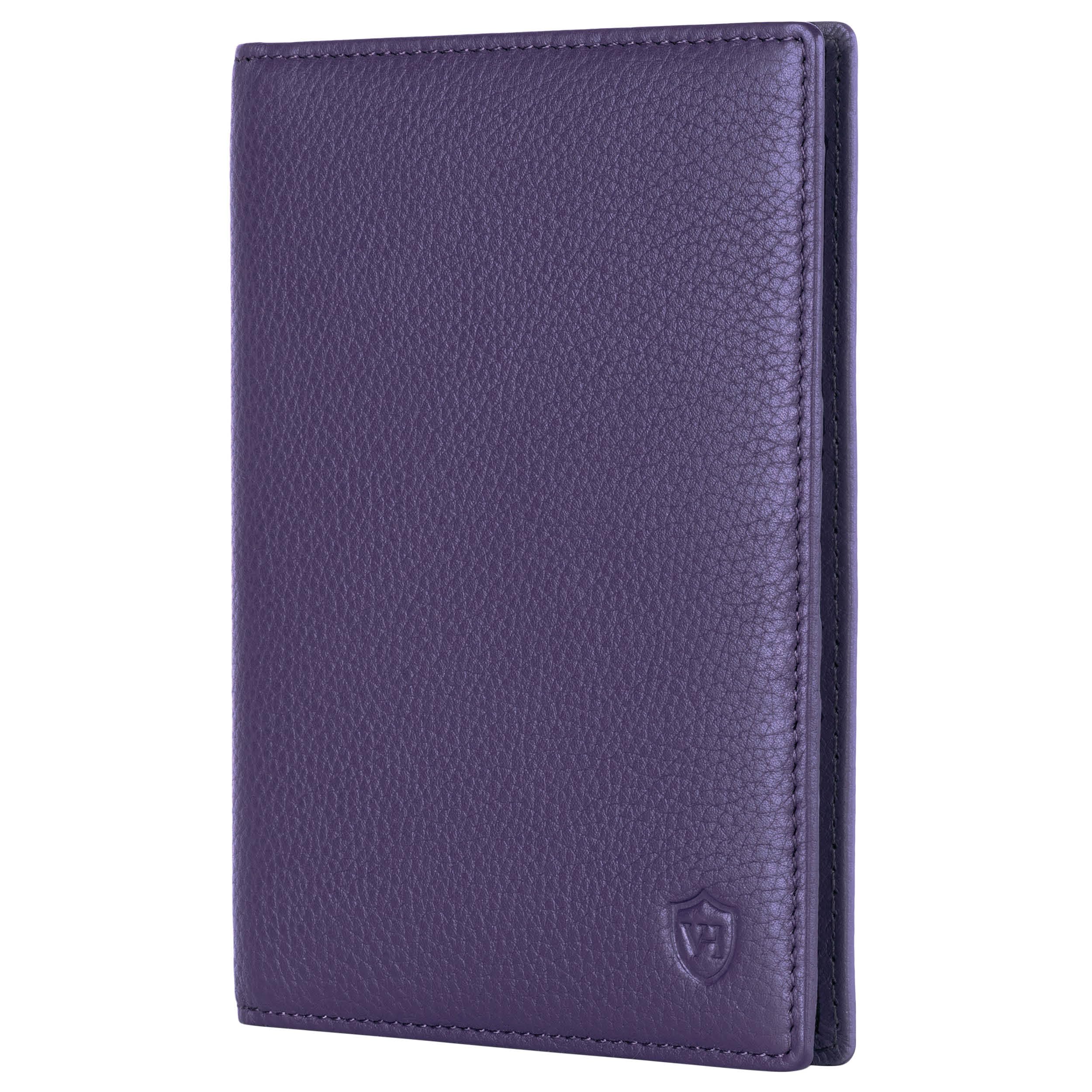VON HEESEN® Reisepasshülle Leder Etui mit RFID-Schutz - Passhülle Passport Reisepass Mappe Hülle Organizer - Reiseorganizer für Damen & Herren (Violet)