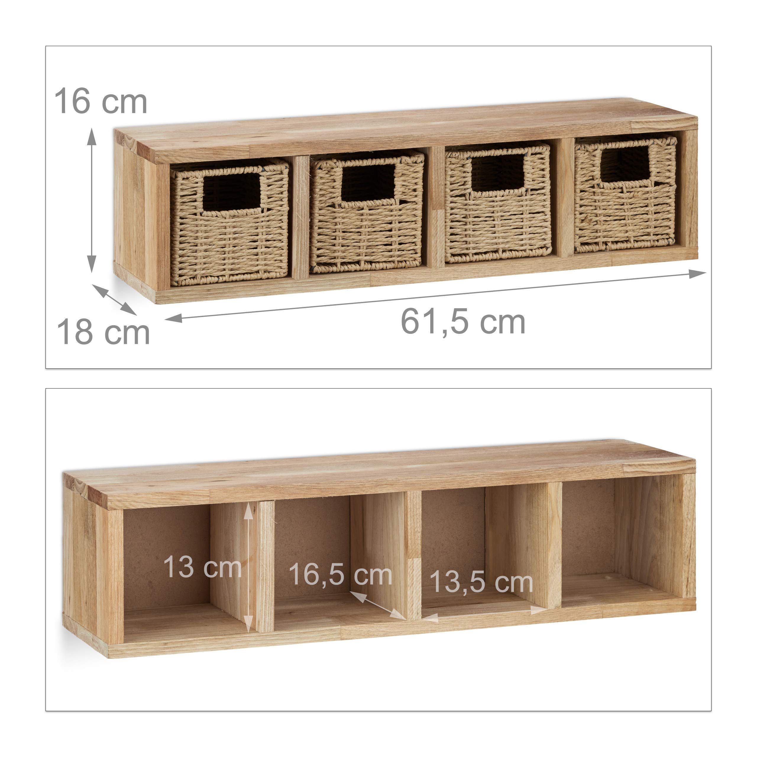 3 x Wandregal Walnuss Set, Regalsystem, 1 großes, 2 kleine Würfelregale, Regalsystem für Bad, Küche, Wohnzimmer, Natur