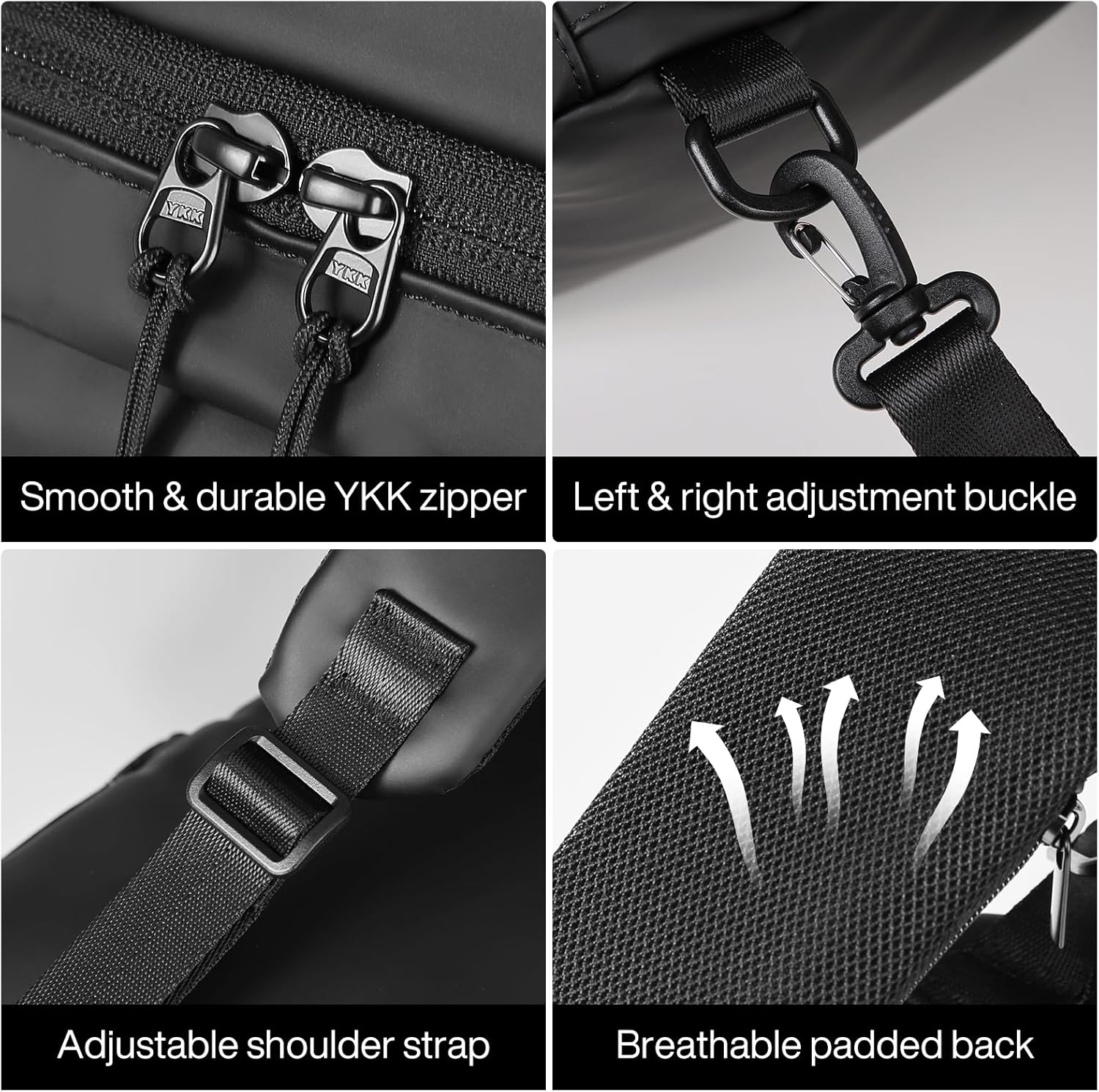 mixi EliteSeries Sling Bag Small Casual Daypack Crossbody Chest Bag One Shoulder Travel Backpack Waterproof Lightweight Versatile-13 Inch, Black - Image 5