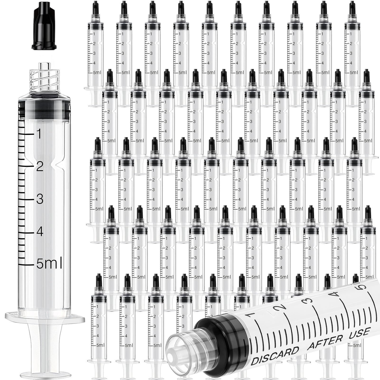 TrelaCo 50 Pack Syringe Without Needle Disposable Plastic Syringes with Cap Measuring Dispensing Tools Individually Sealed for Pets Feeding(10 ml) — Amazon image 7