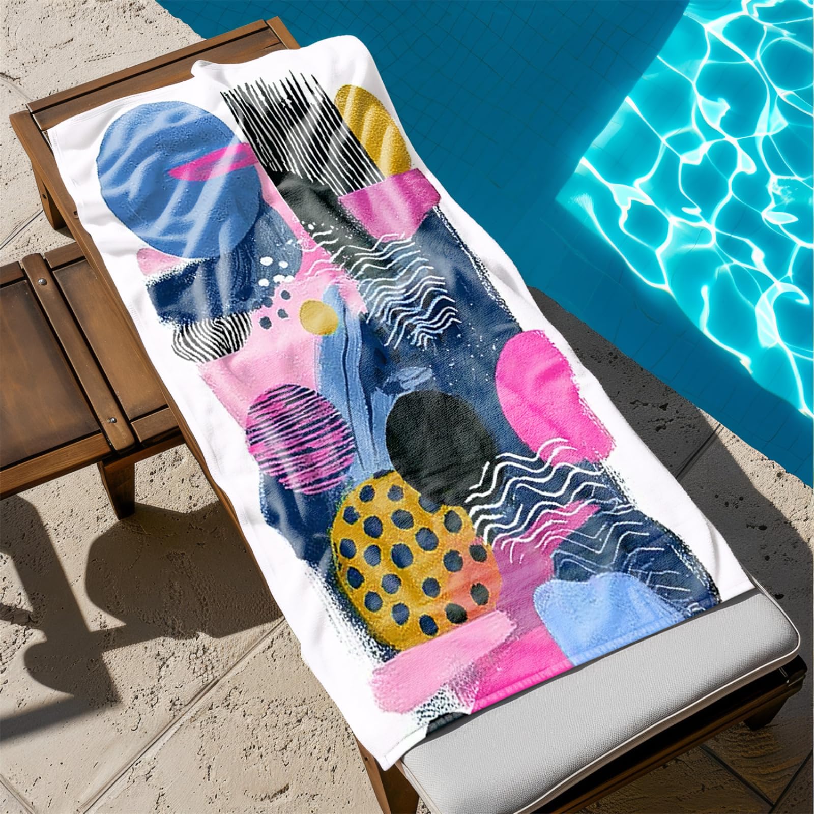 Genérico Toalla Playa 90X180 Patrón Amarillo Rosa Azul Grande Toallas de Playa Microfibra Ligera Secado Rápido Sin Arena para Mujer Hombre Viajes Vacaciones Natación Camping