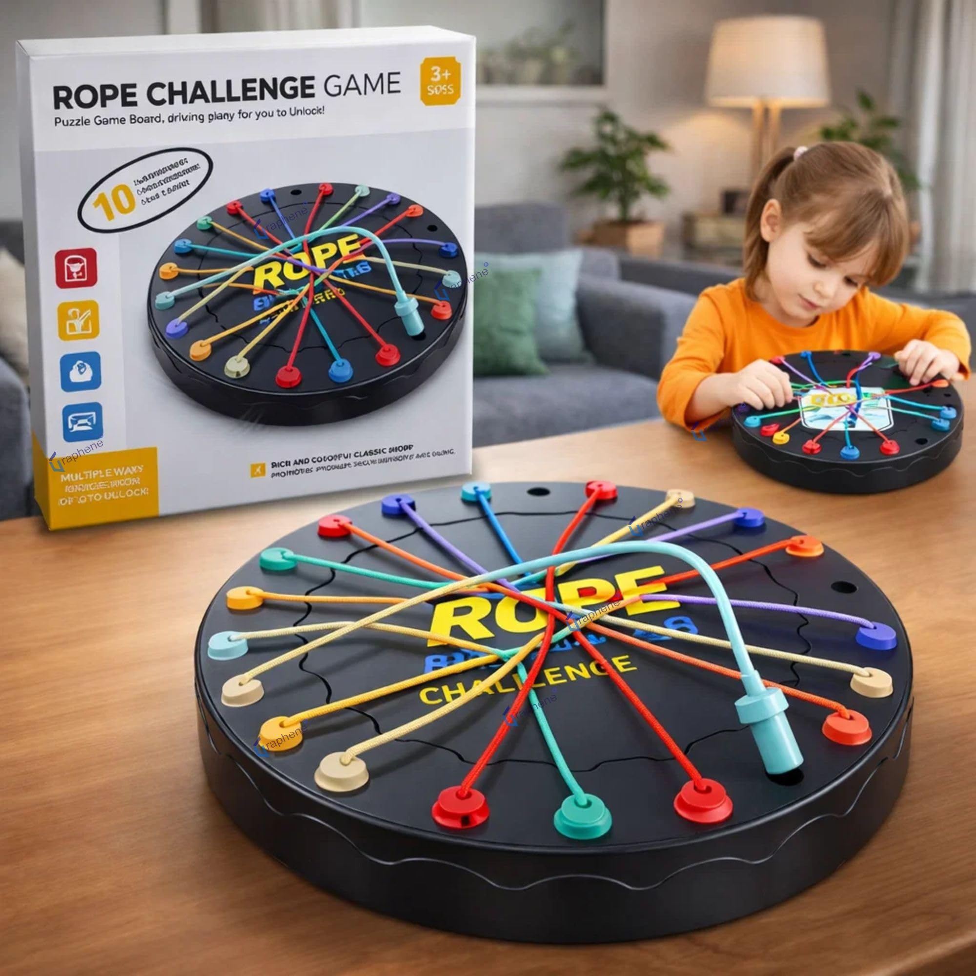 GRAPHENE Rope Challenge Puzzle Board Game for Kids Adults 5-14 Years Brain Teaser Logic Multi-Level Strategy Travel Family Fun Problem-Solving Memory Development Stress Relief Educational STEM Toy-image-33