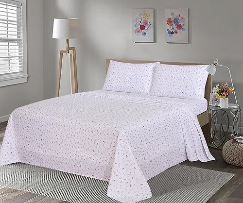 Vista 345 de RUVANTI Juego de sábanas de franela 100% algodón, tamaño matrimonial, 4 piezas, Alpine Serenity Serenidad alpina