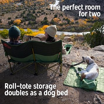 Kelty Loveseat Oversized 2-Person Heavy Duty Folding Camp Chair, Double Seat for Soccer Games, Tailgating, Beach Days (Regular Height/Dark Shadow)