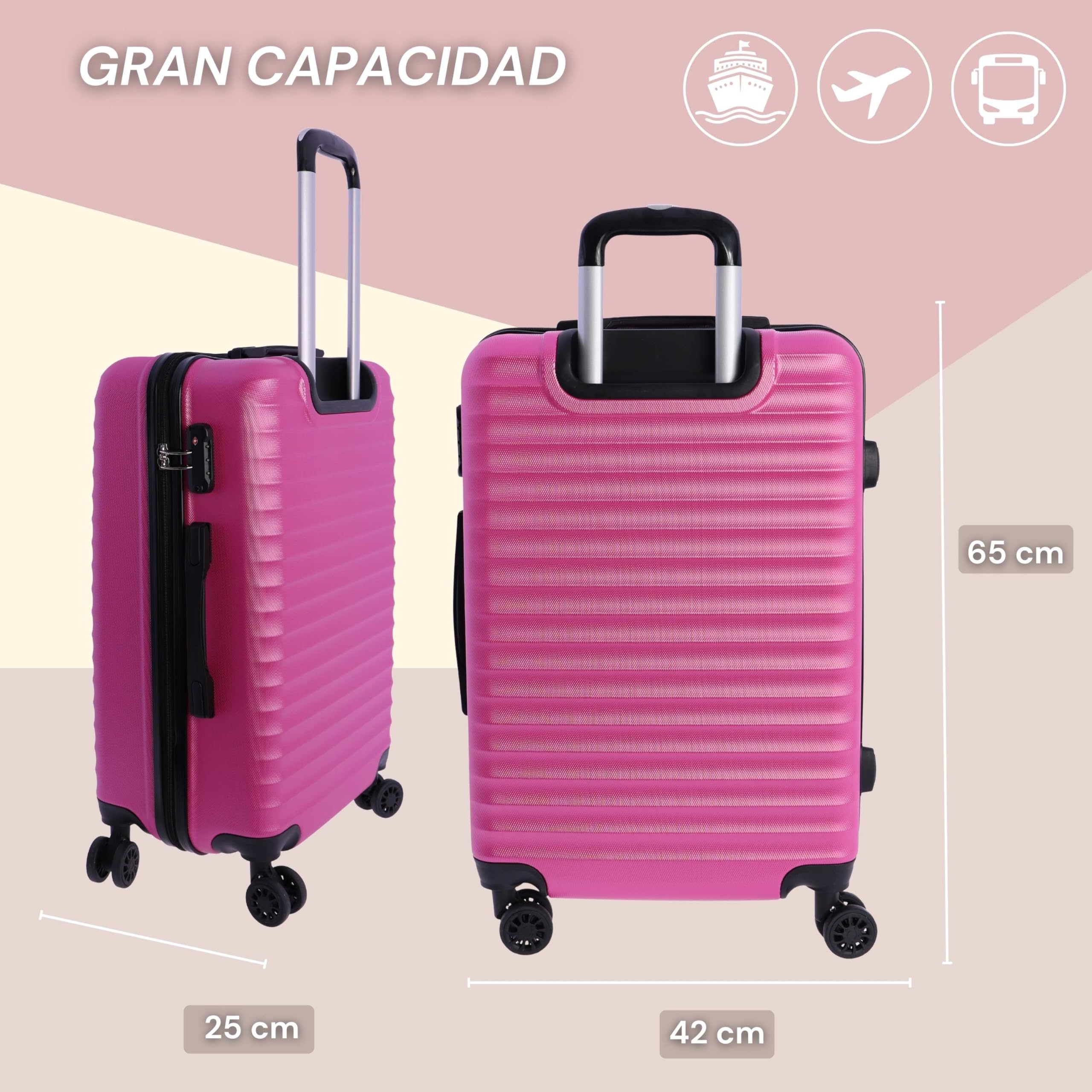 DON ALGODON Maleta Mediana 23 kg | Maleta de Viaje Rígida con 4 Ruedas Dobles 360º, Candado TSA y Asa Telescópica | Equipaje Resistente al Agua para Viajes en Avión — view 2