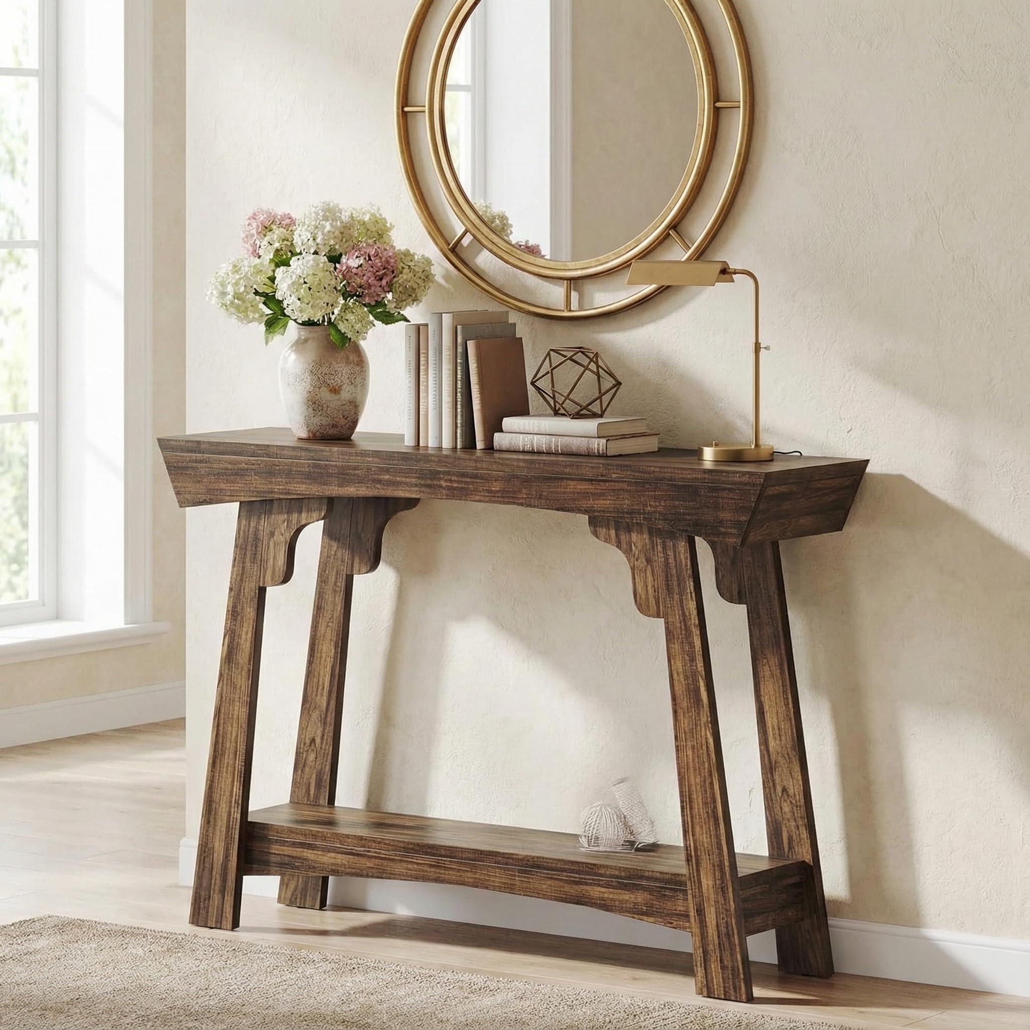 Lailang 105cm Consolle Ingresso, Mobile Corridoio Stretto E Lungo, Mobiletto Ingresso Salvaspazio, Consolle Legno, Mobile Dietro Divano, 105 x 30 x 85 cm, Marrone Rustico