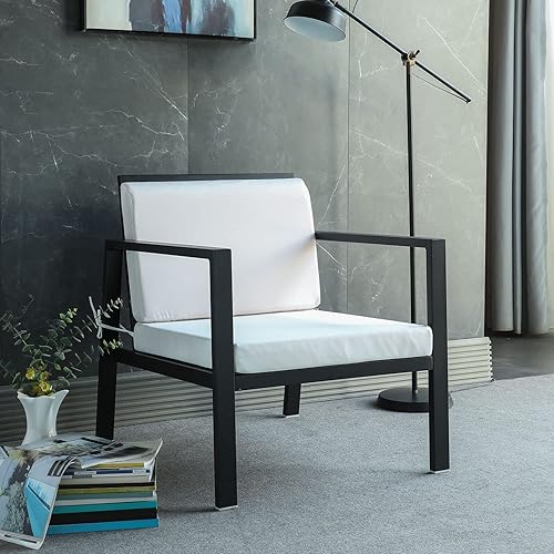 Miniatura 3 de Cojines para sillas de patio con cojín de respaldo, parte inferior antideslizante, cojines cuadrados impermeables para sillas de exterior con lazos