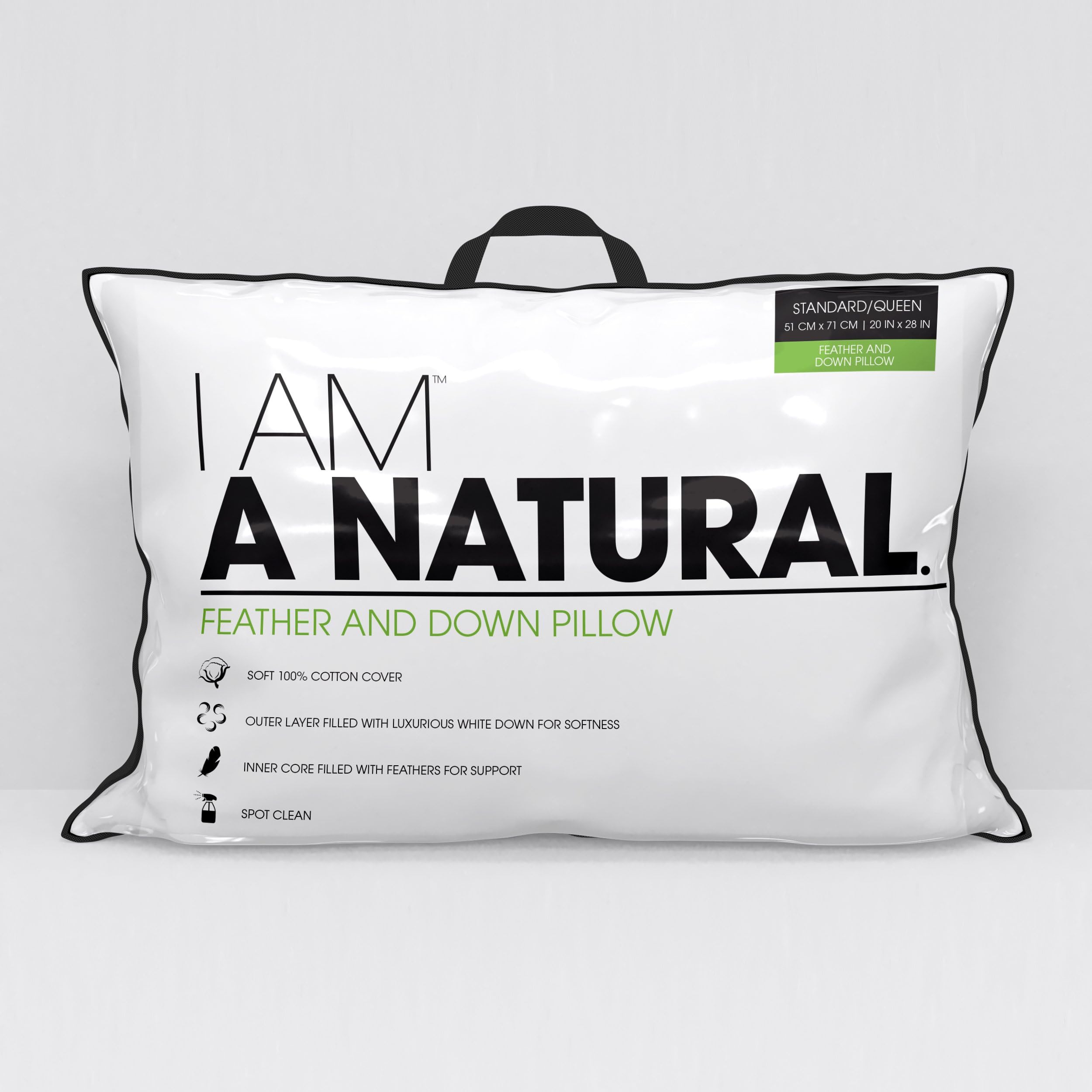 I AM A Natural Pillow, Jumbo, White