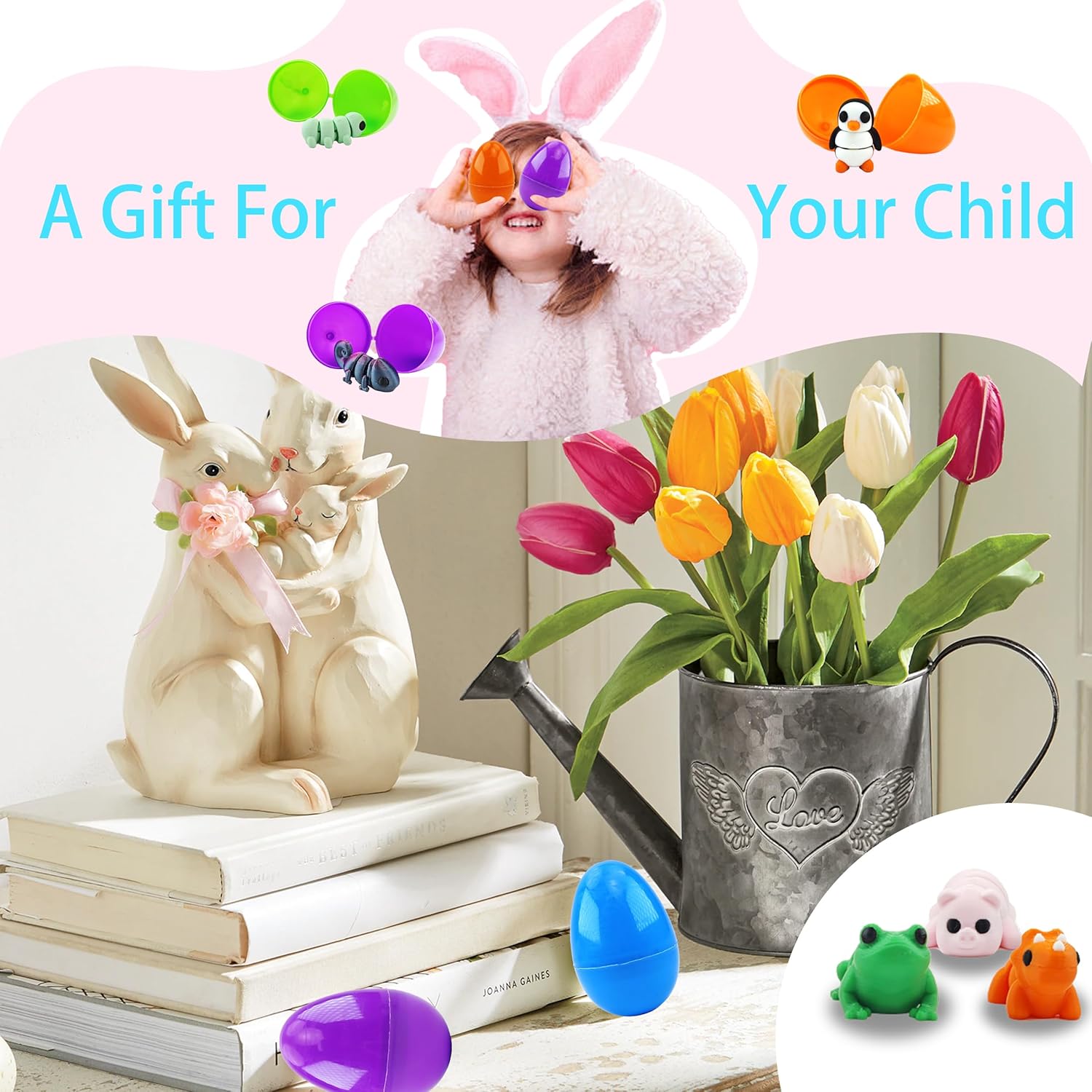 Easter Egg with 38 pcs 3D Printed Animal Figurines Set,Articulated, Flexible, and Exquisitely Cute, Easter Basket Stuff Fillers with Easter Egg, for Kids.