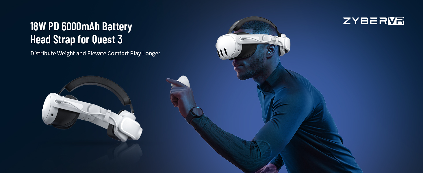  Quest3•Strap Batteryセット Zybervr Rechargeable Battery Head Strap for Meta Quest 3