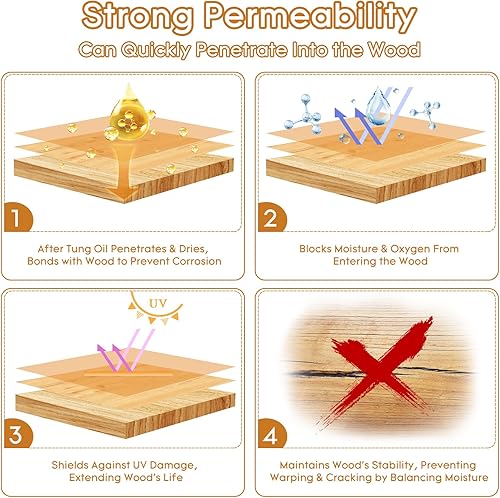 Miniatura 8 de Aceite Tung puro de 128 onzas para madera al aire libre e interior, sellador de grado alimenticio, acabado de aceite Tung de 1 galón, aceite de
