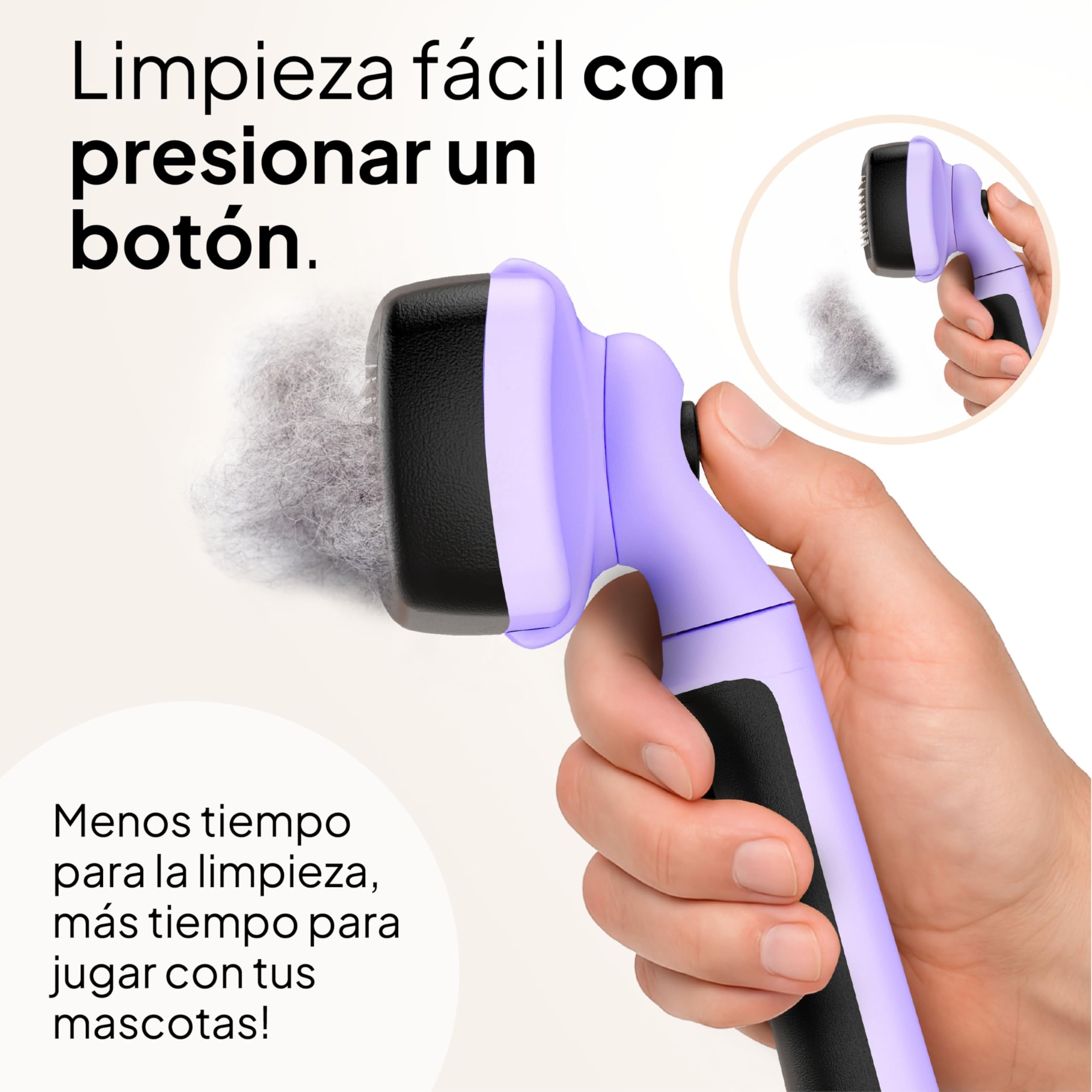 Pretty Paw Cepillo para gatos - Set de cepillado 2 piezas con carda y peine fino, cuidado suave durante la muda (Lavanda)