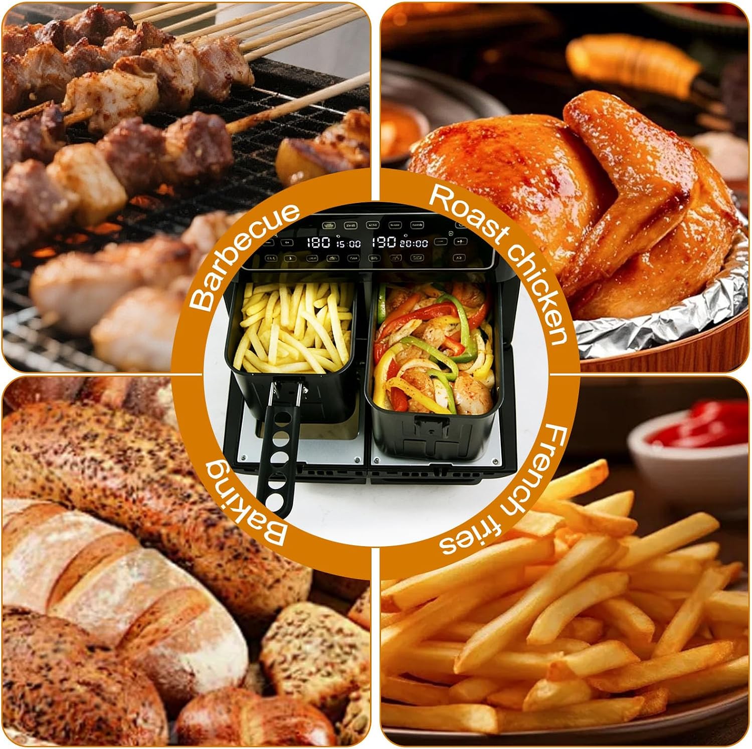 GCQ Air Fryer Cooking Baskets for Oster 11-Quart Dual Air Fryer Oven, 2 Pieces 9.65''(L) x 5.63'' (W) x 4.92''(H) Stainless Steel Air Fryer Accessories Replacement Parts Baking Tray，Dishwasher safe