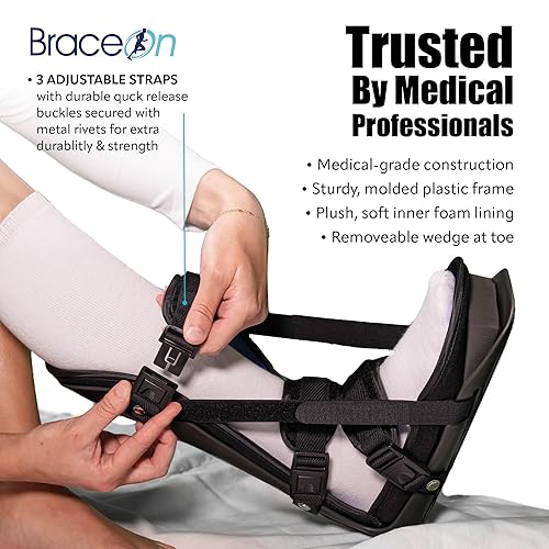 Miniatura 2 de Brace On Férula nocturna ajustable  Fascitis plantar, tendón de Aquiles, espolón de talón y alivio del dolor de pies para hombres y mujeres, negro,