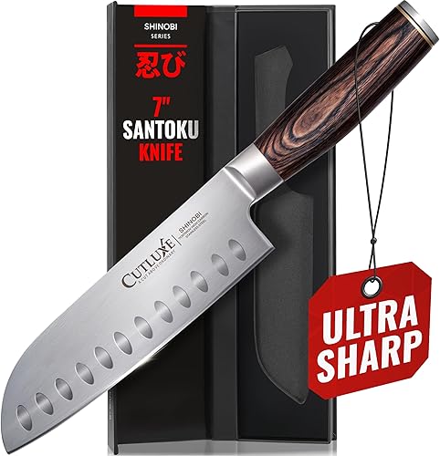 Miniatura 8 de Cutluxe Cuchillo de Chef – Cuchillo de Cocina Japonés Ultra Afilado de 8", Hoja de Acero Inoxidable de Alto Carbono, Mango de Pakkawood de Espiga