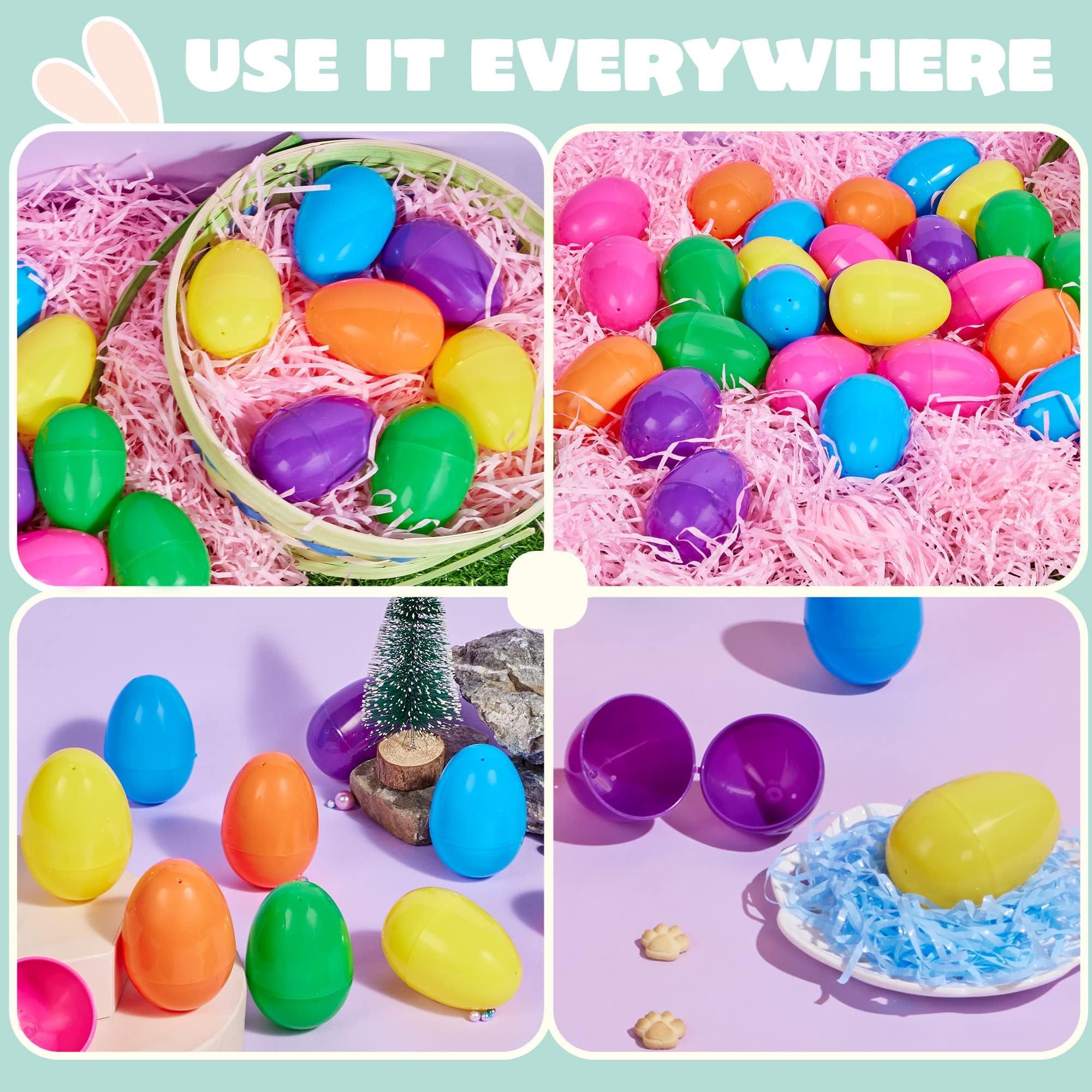 JOYIN Pack De 100 Huevos De Pascua De Plástico – 94 Coloridos + 6 Dorados – Tamaño 5,8 Cm – Rellenables Para Cestas Y Cazas De Pascua