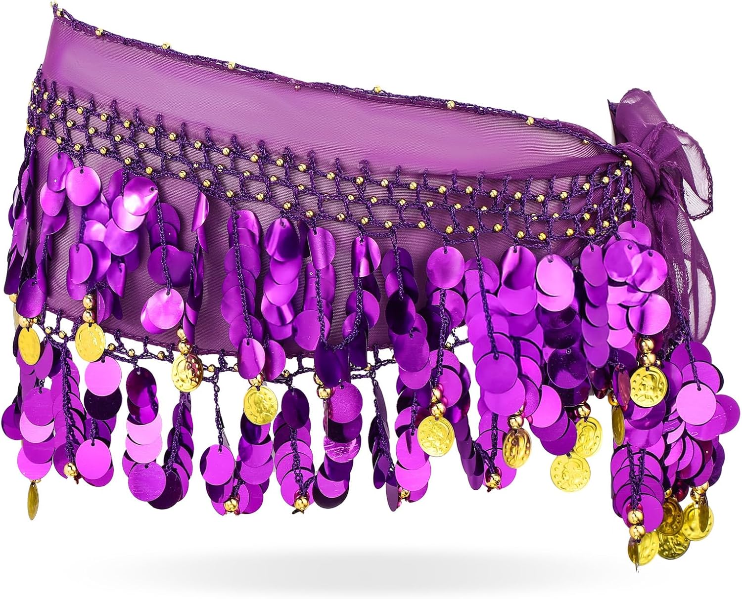 Mepase Belly Dance Hip Scarf Halloween Belly Dance Skirt with Gold Coins Bling Wrap Belt for Women - Image 7