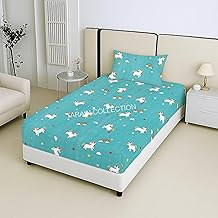 Kids Room Cotton Blend Single Flat Bedsheet with 1 Pillow Cover | 60 x 90 Inches | Durable & Comfortable (Sky Blue)