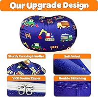 Vista 10 de Lukeight - Puf de almacenamiento de animales de peluche para niños, funda para puf de dinosaurio con cremallera para organizar la habitación