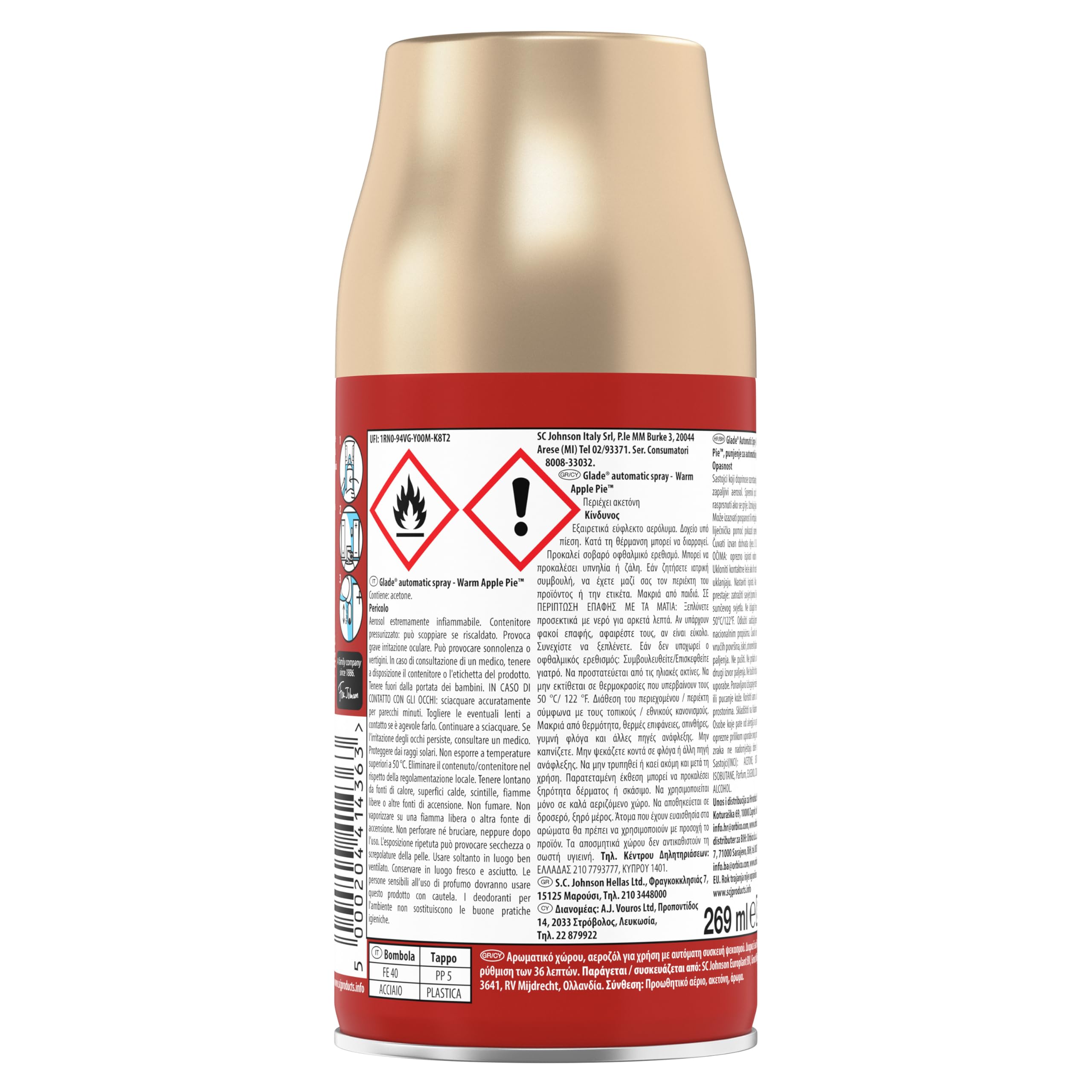 Glade Automatic Spray Ricarica, Profumatore per Ambienti, Edizione Limitata, fragranza Warm Apple Pie, Confezione da 4 ricariche