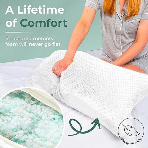 Miniatura 4 de Snuggle-Pedic Almohada de espuma viscoelástica triturada, las almohadas frescas originales para personas que duermen de lado, estómago y espalda -