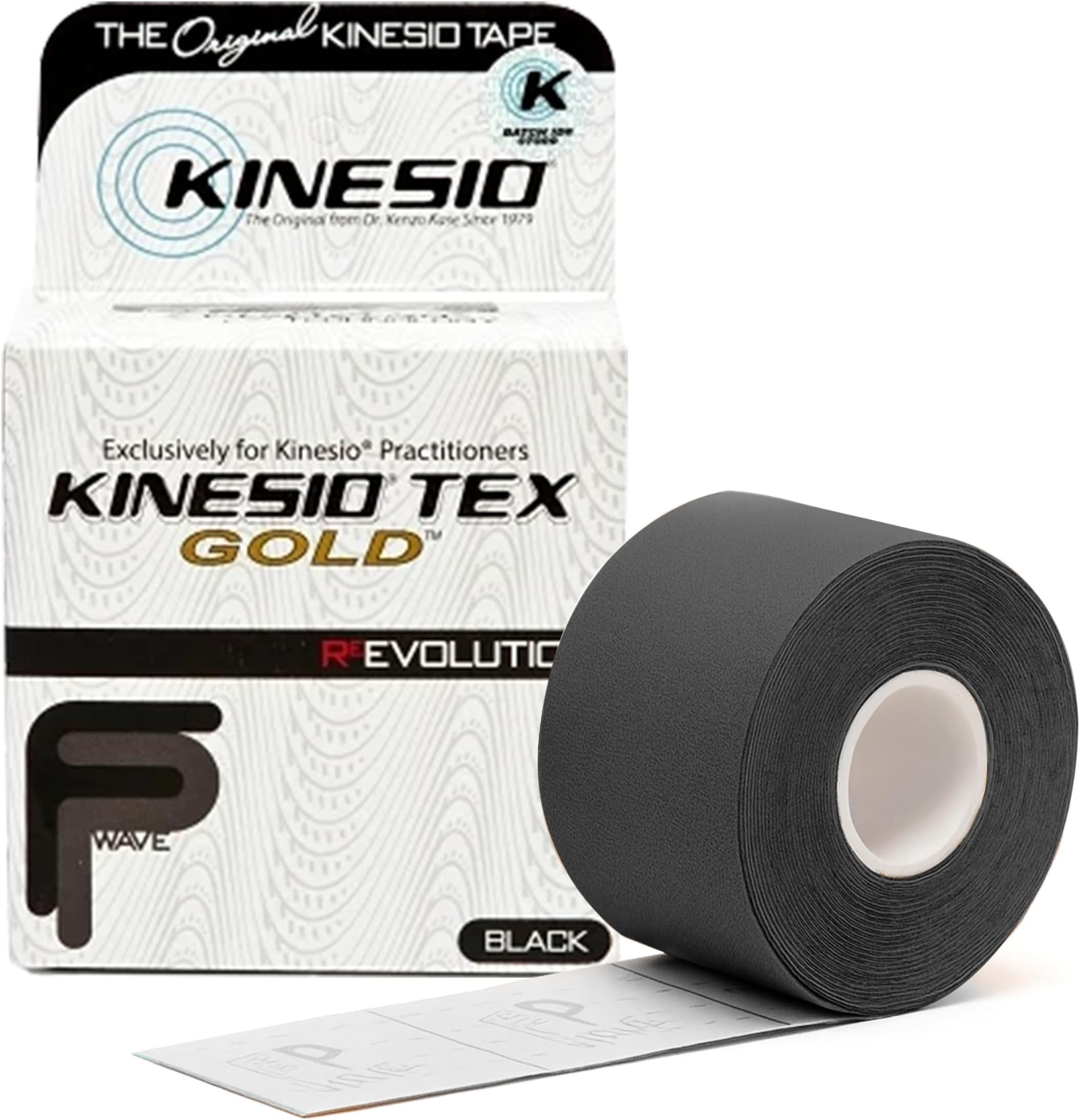 Kinesio Kinesiology Elastic Tape – Therapeutic Kinesiology Tape Roll for Knee Support – Latex-Free Physio & Sports Tape for Muscle Recovery, Breathable Cotton, Water Resistant - Black, 5 cm x 5 m