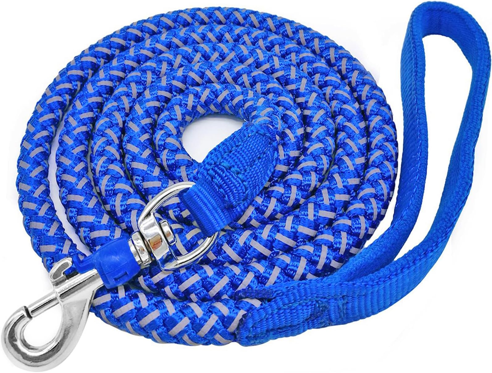 2/3/4/6/10 Foot Reflective Dog Leash Heavy Duty Strong Nylon Rope Braided for Large Medium Small Dogs Walking Training Leads (Blue, 6ft * 1/2")