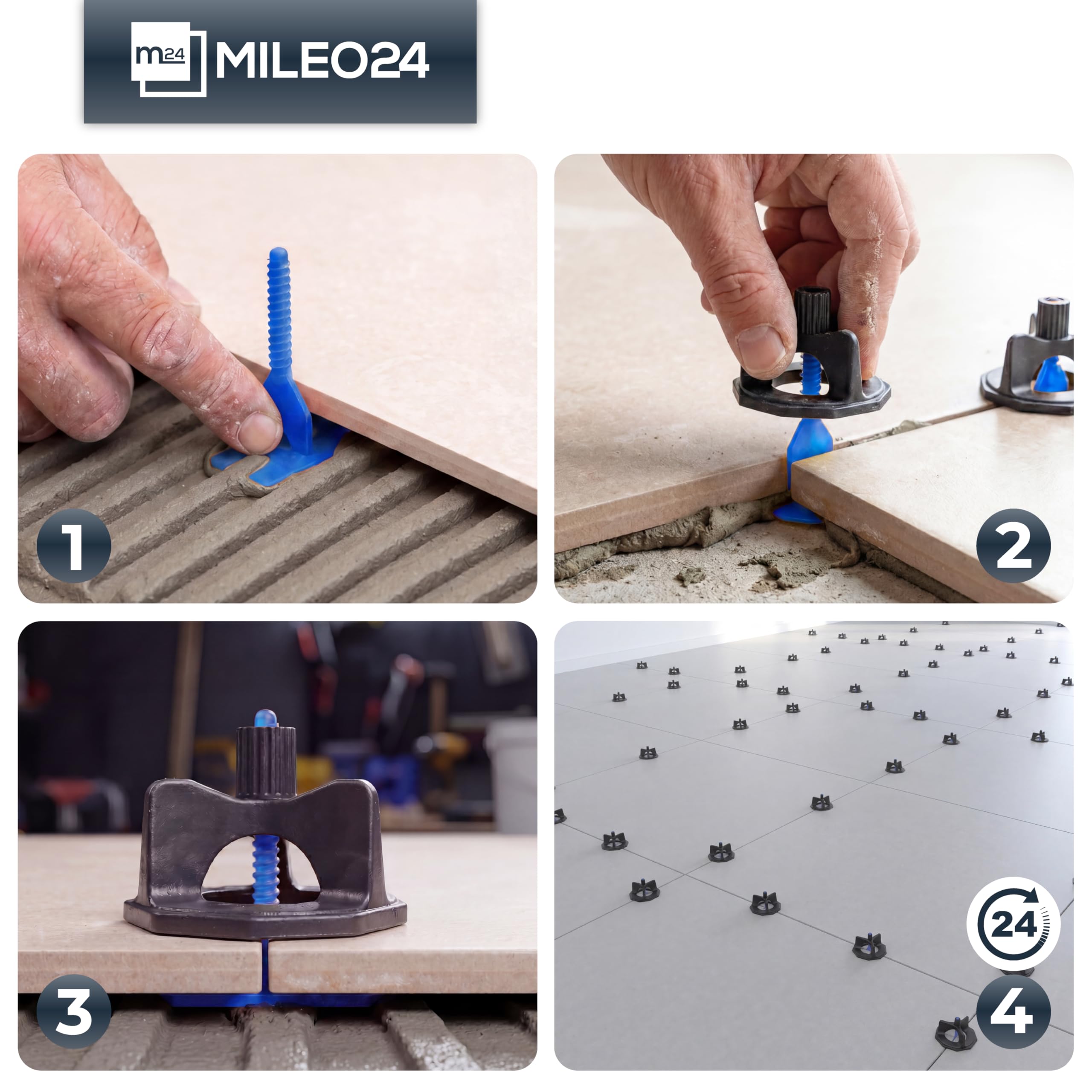 Fliesen-Nivelliersystem Fugenkreuze Set I 200 x 2mm Gewindelaschen + 50 Zughauben I Verlegehilfe Fliesenkeile - Satz I Fugen AUSWAHL 1-3mm