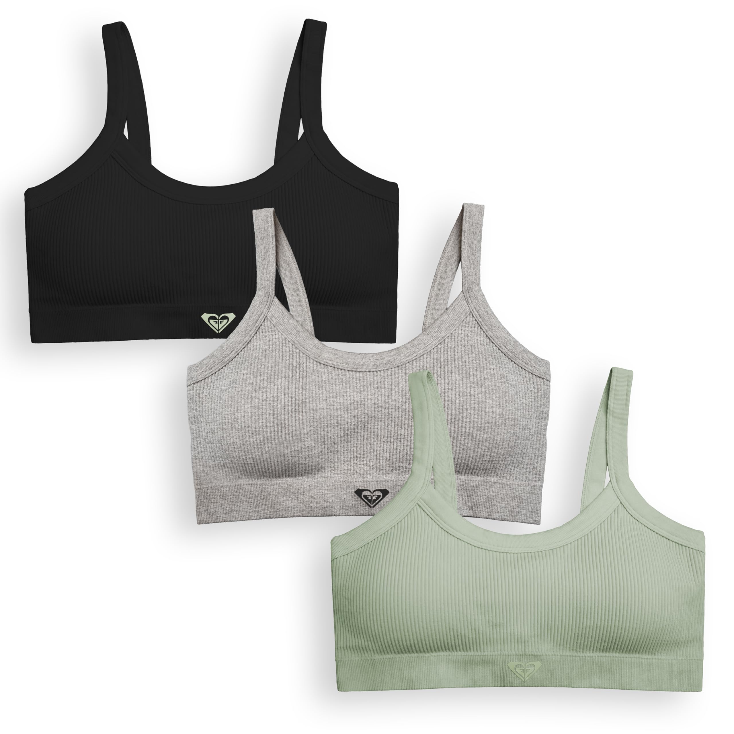 Roxy Nahtlose BHs für Damen, gerippt, Lounge-BHs, drahtlos, Bralette-Set, 3er-Pack