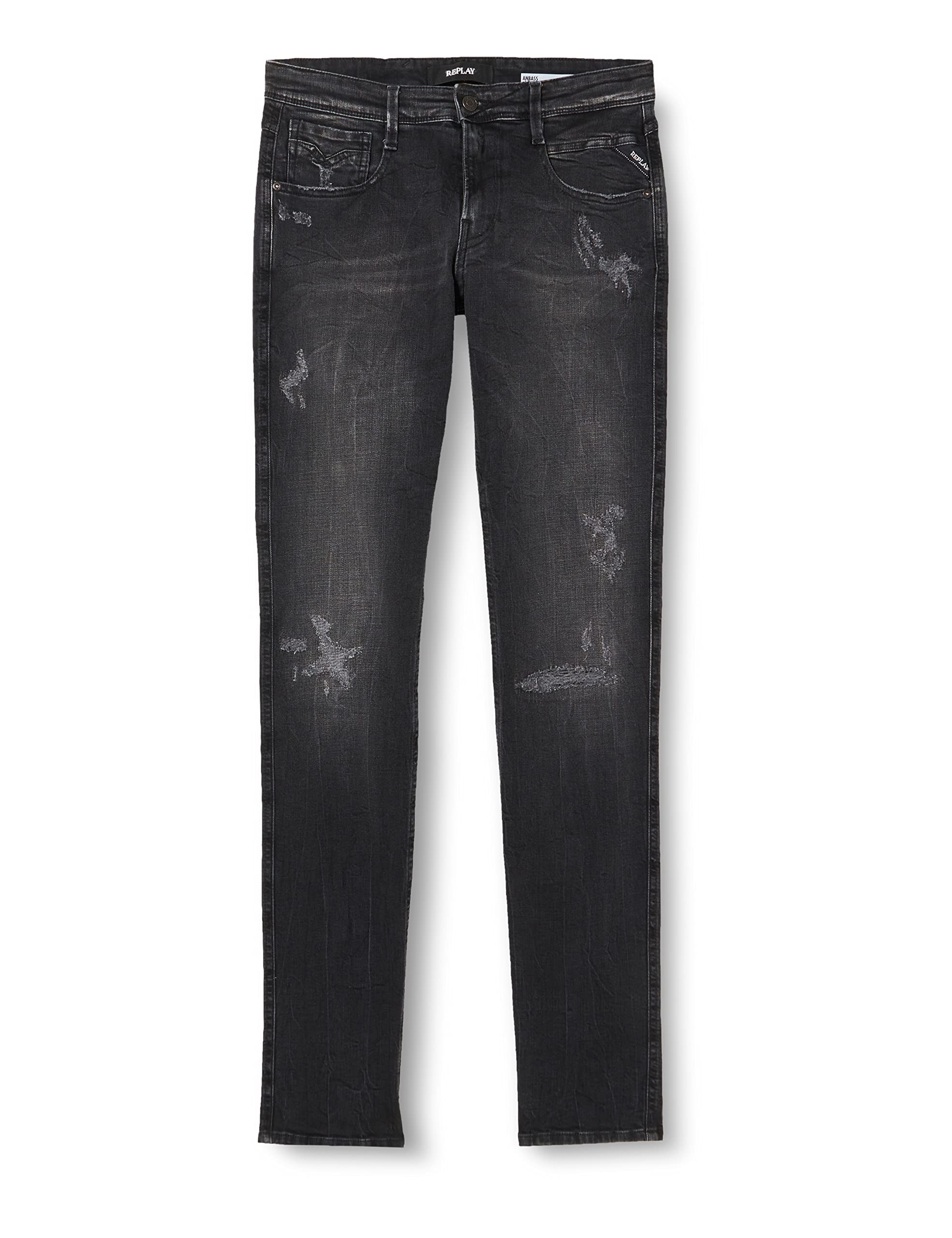 Replay Herren Jeans Anbass Slim-Fit Bio, Dark Grey 097-3 (Grau), 29W / 34L