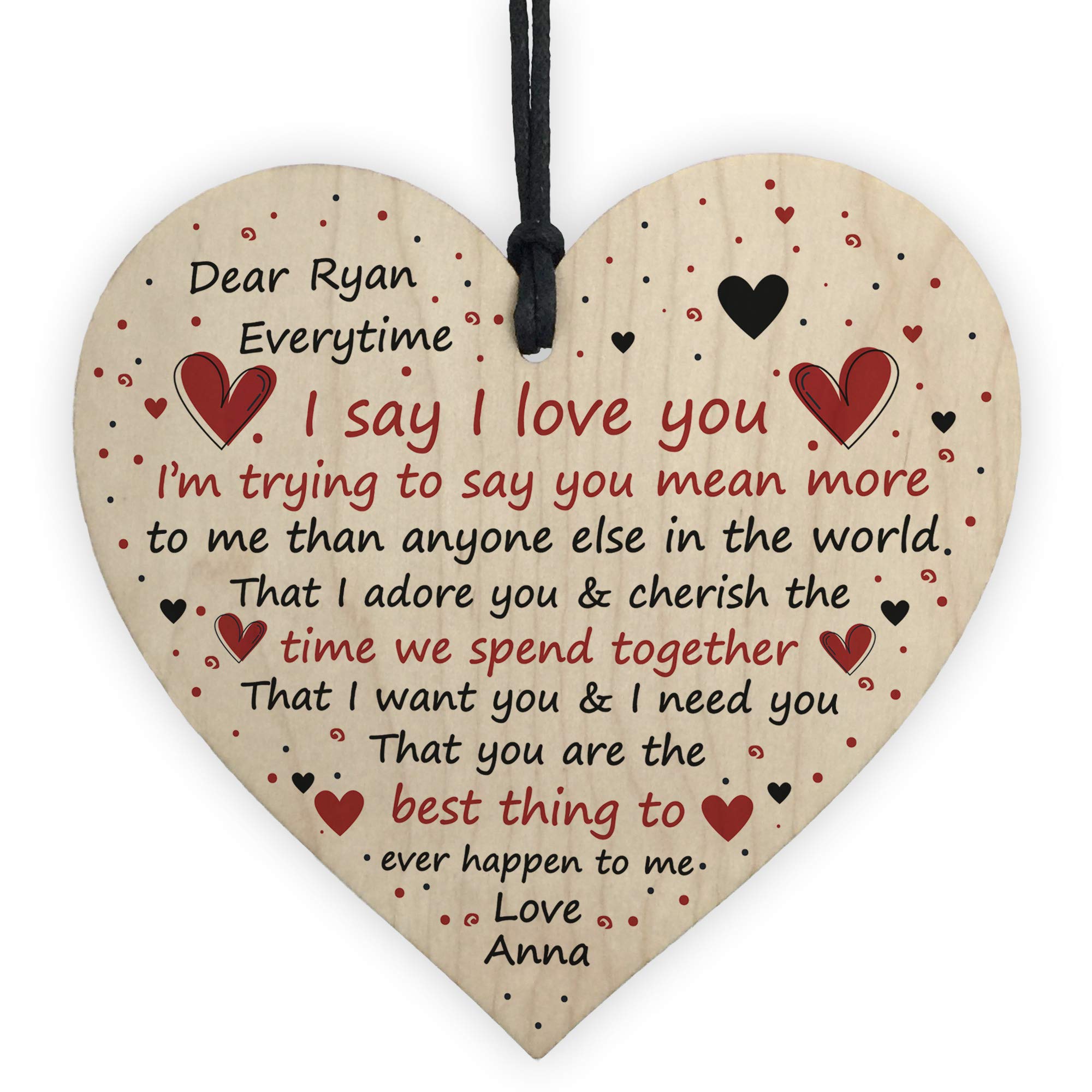 Red Ocean Personalised I Love You Heart Special Anniversary Valentines Day Gift For Husband Wife