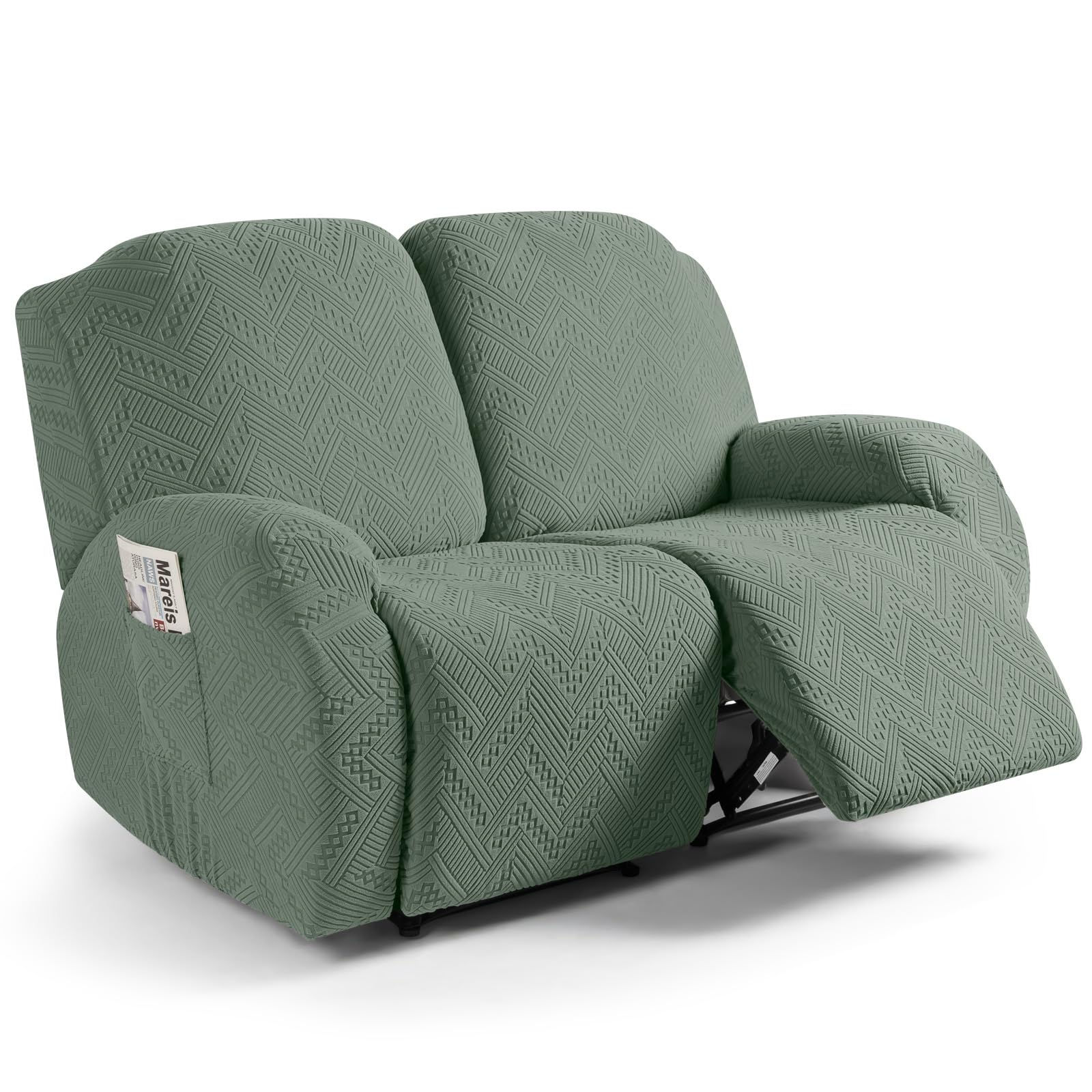 Ruaozz Loveseat Recliner Covers, Soft Stretch Sofa Slipcover, Sage Green