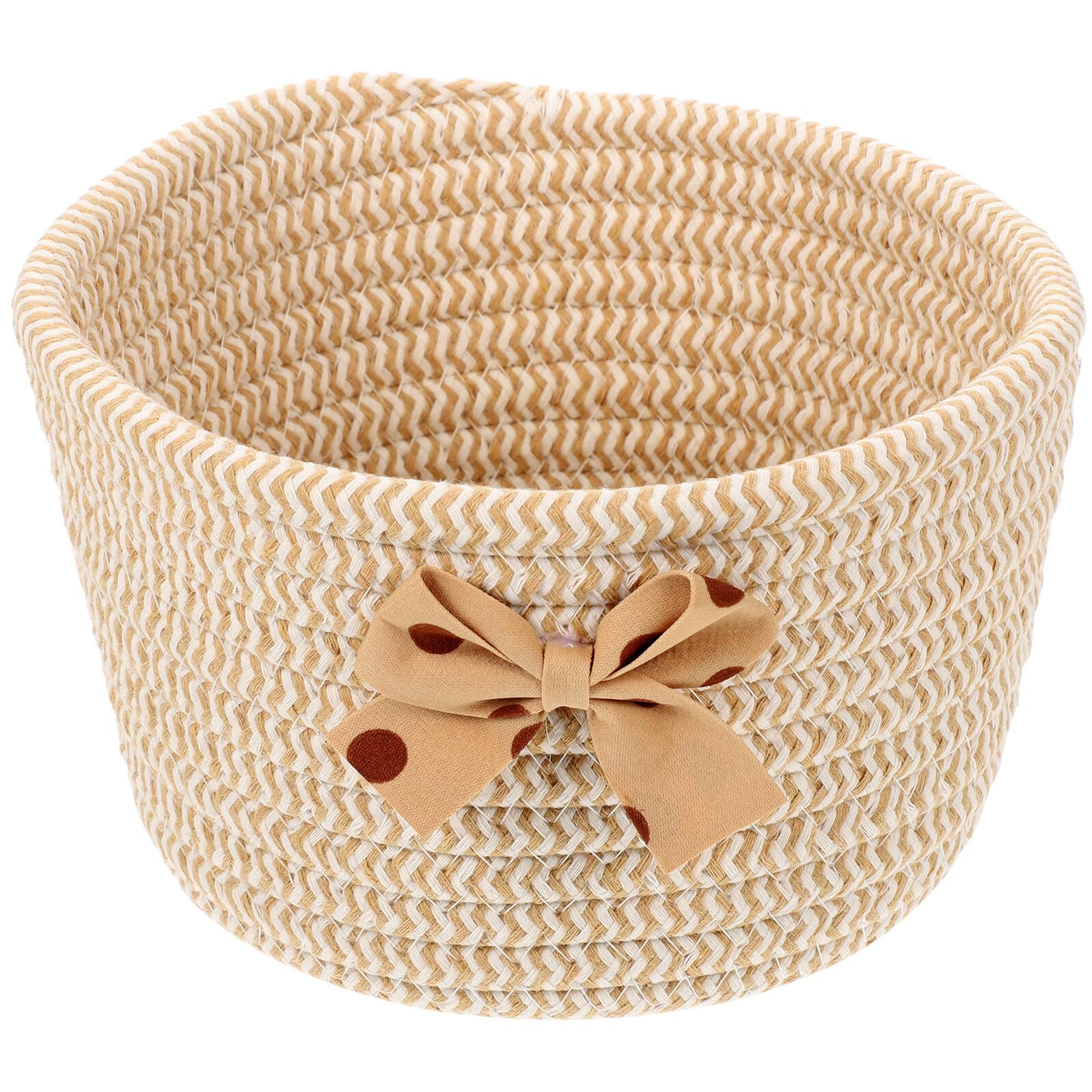 Cesta tejida de cuerda de algodón decorativa para ordenación de cosméticos en el baño