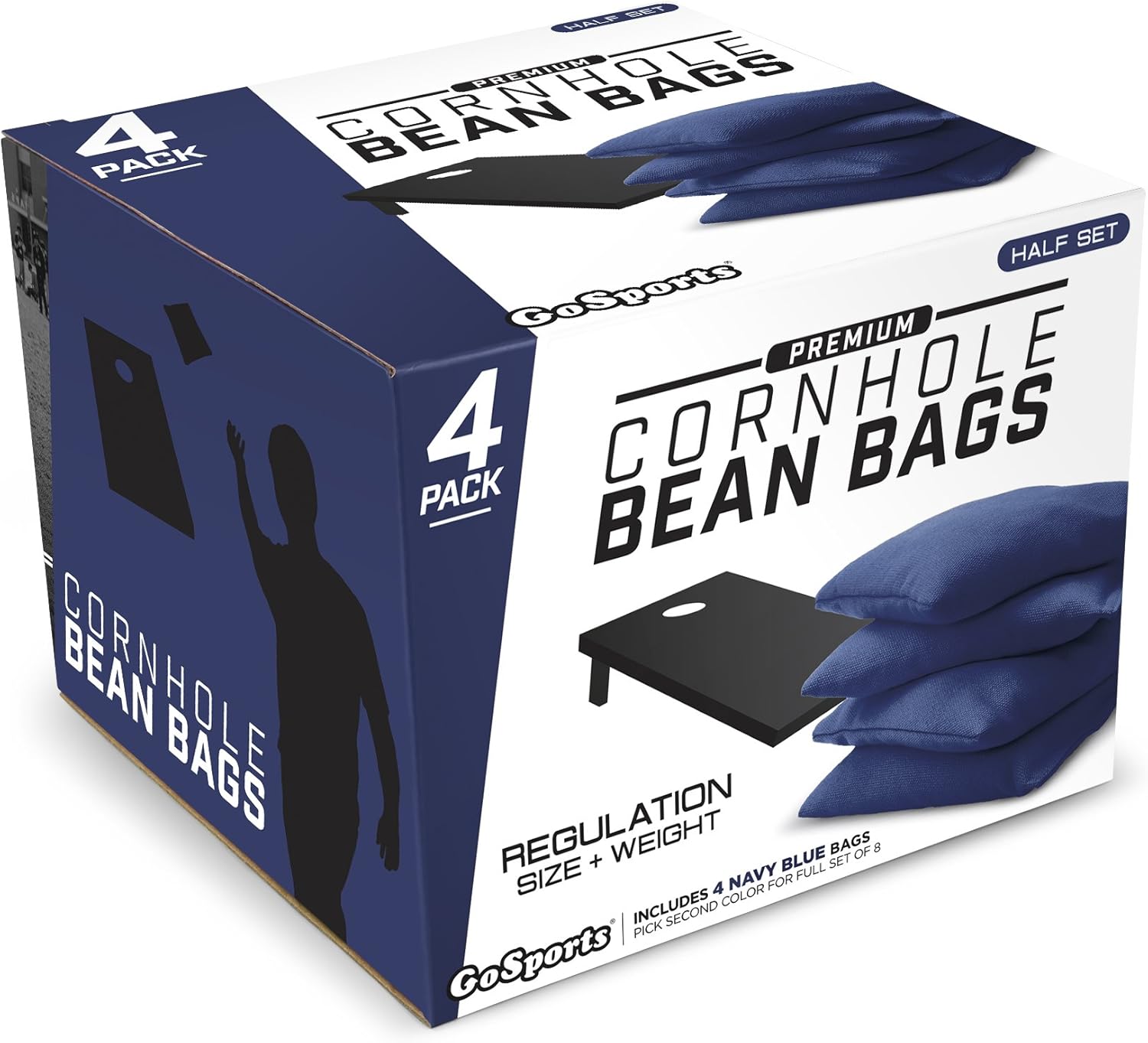 GoSports Official Regulation Cornhole Bean Bags Set (4 All Weather Bags) - 16 Colors Available - Navy Blue : Everything Else