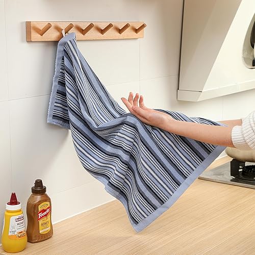 Miniatura 6 de SALAS Toallas de cocina de algodón de alta calidad para secar platos, toallas de mano grandes y largas, gruesas y altamente absorbentes, juegos de