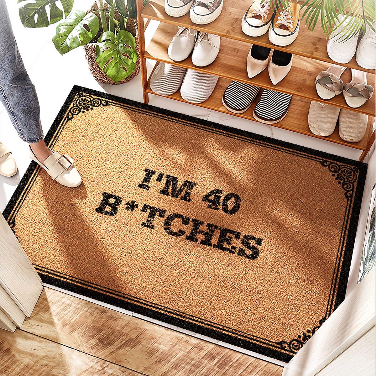 Tapis de porche fin I'm 40 pour une entrée extérieure originale et humoristique en 50x80cm