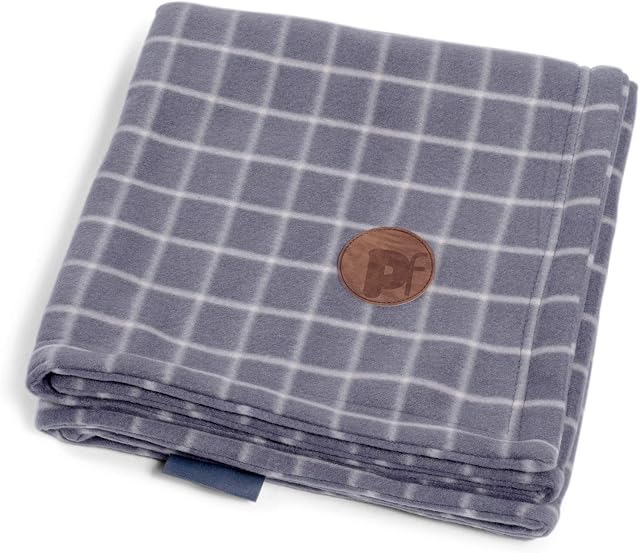 Petface Window Pane Check Pattern Fleece Blanket for Dogs, Grey