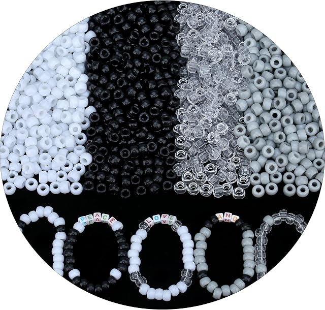 XIANNVXI Grey Pony Beads Bulk 1000 Pcs | Pony Plastic Beads for Bracelets 9mm Hair Beads for Braids for Crafts Necklace Key Chains Multiple Colors