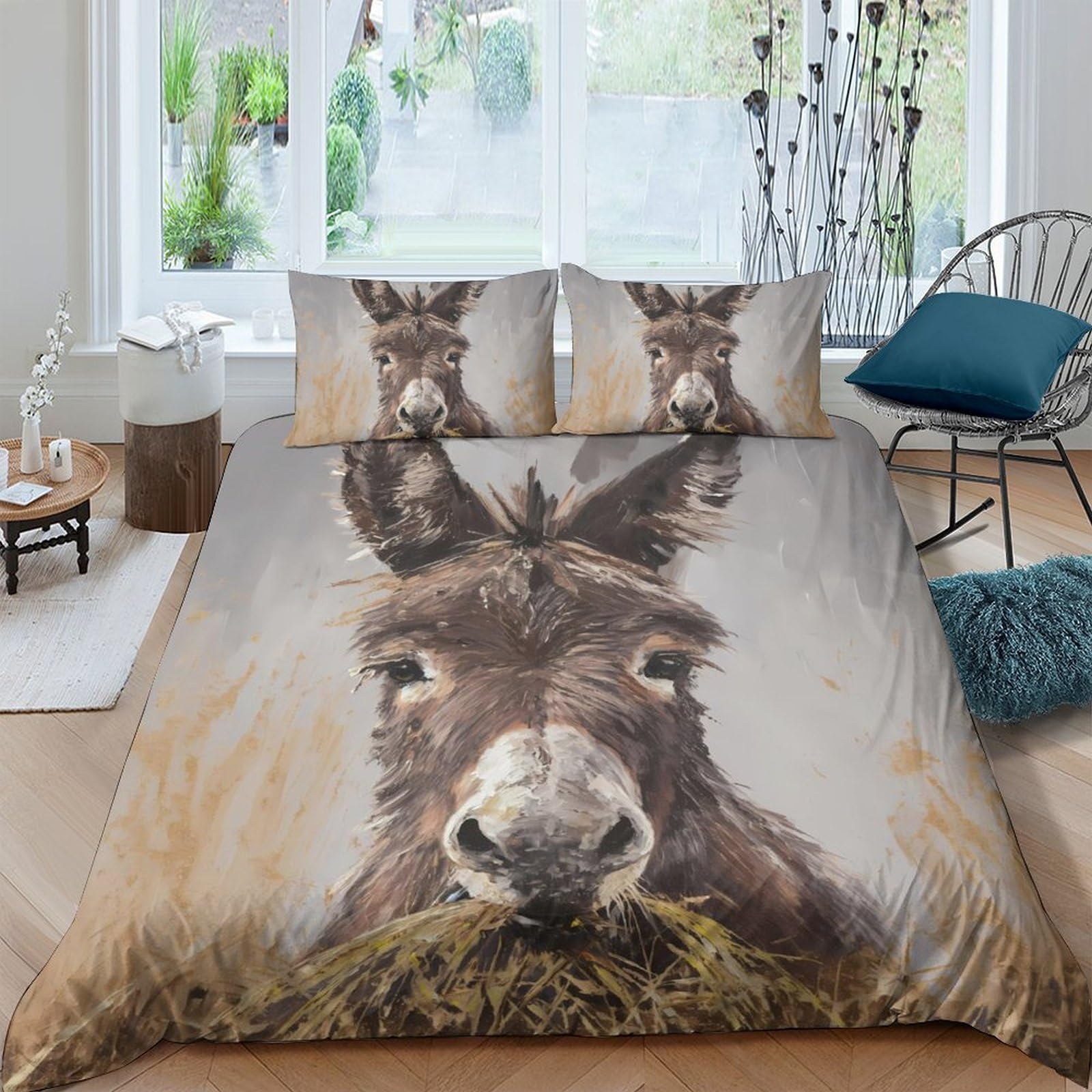 Ctjqhvkz Style-6 3D Printed Brown Donkey Fitted Sheet Microfiber Soft Animal Farm Mattress Cover For Bedroom Guest Room Decor Single（135X200cm）